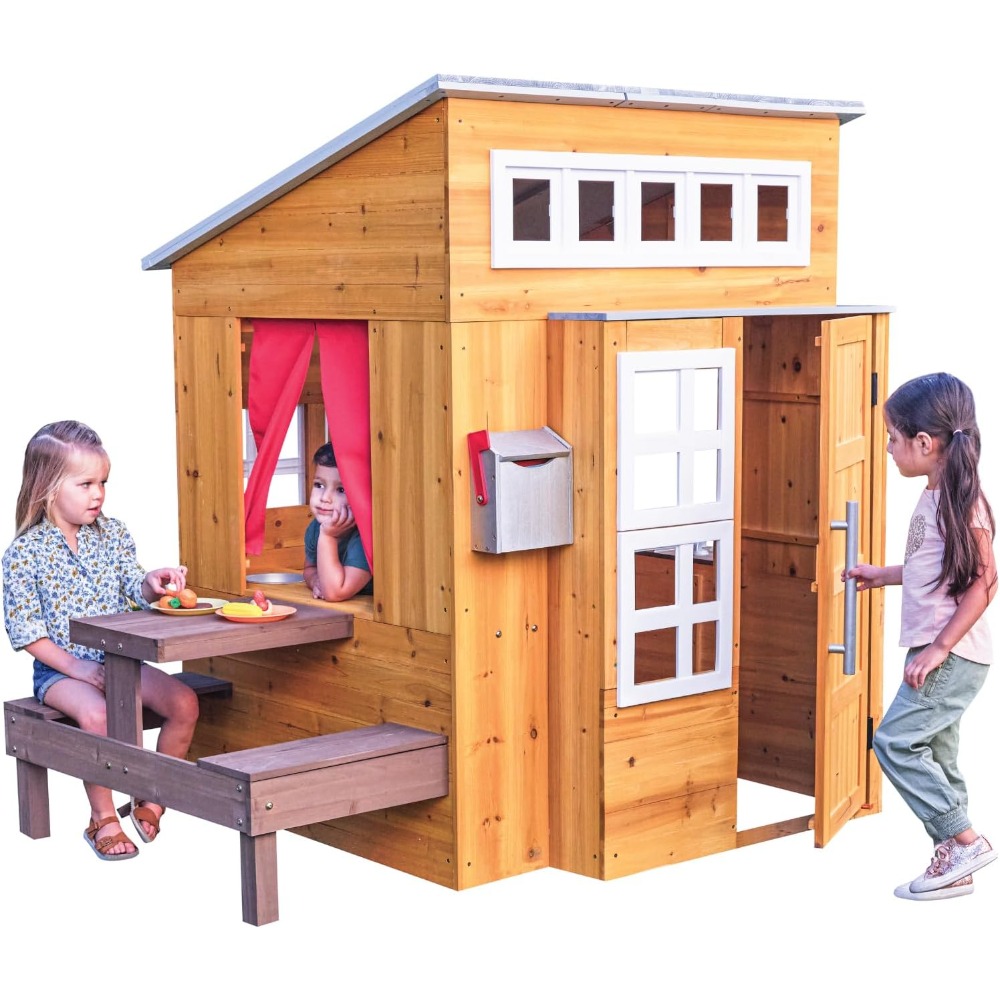 Kids Outdoor Grill Set - Modernes Outdoor-Spielhaus-Set aus Holz für Kinder