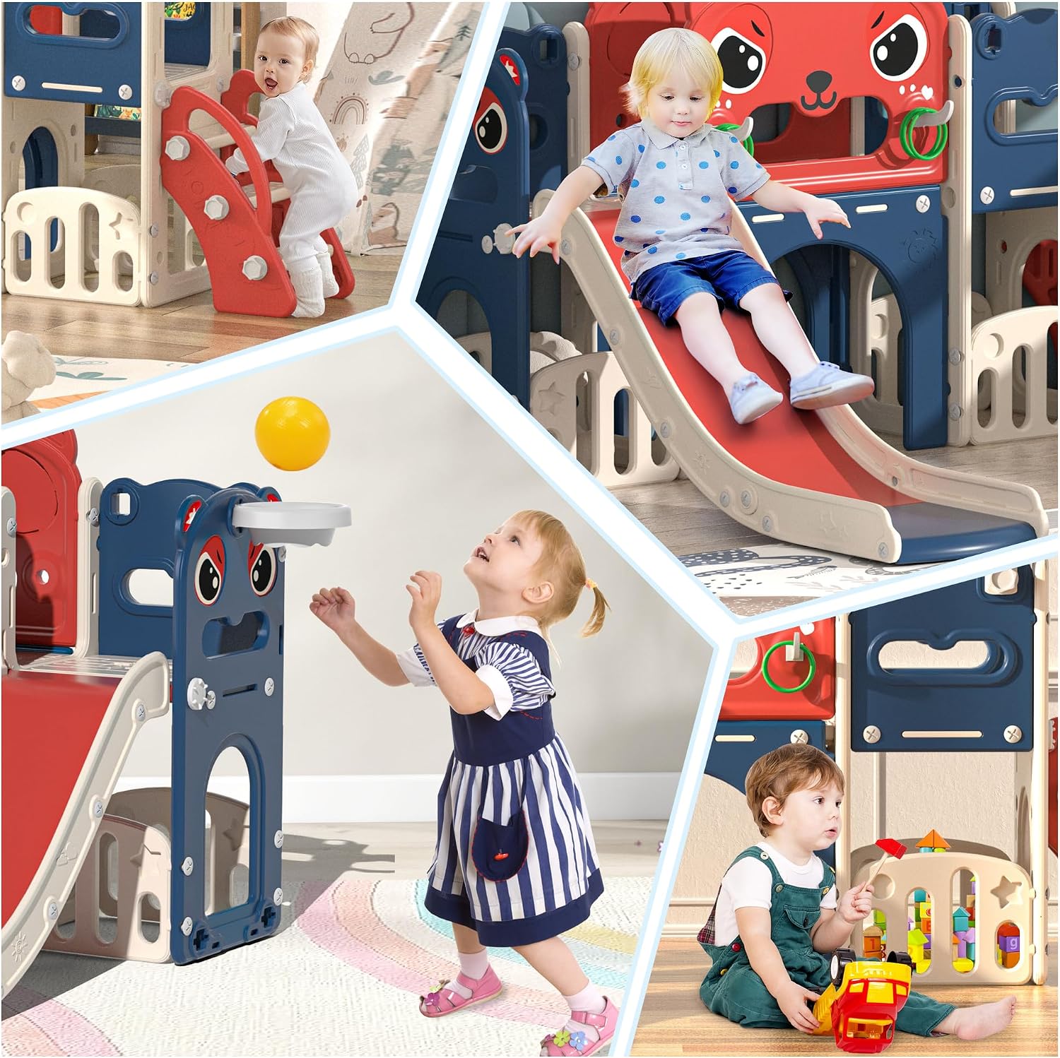 Kids Outdoor Climber - 9-in-1 Kleinkind-Rutsche-Spielset für Drinnen und Draußen,