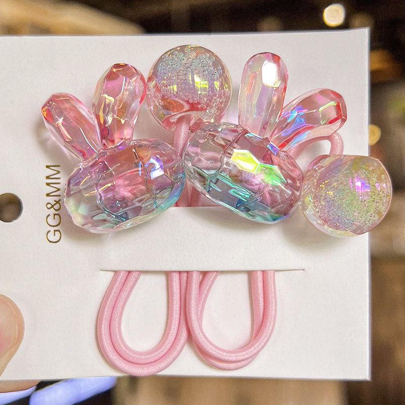 Kids Outdoor Decor - Pferdeschwanzhalter Elastisch Perlenbesetzt Bubble Bunny Transparent