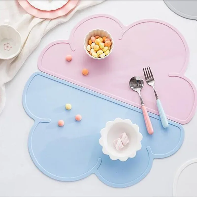 Kids Outdoor Dining Table - Wolkenförmiges Tischset für Kinder, Silikon-Tischunterlage, Wasserdicht,