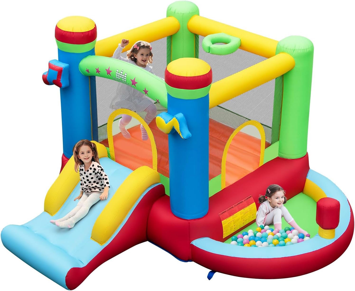 Kids Outdoor Jump House - Aufblasbares Hüpfhaus mit Bällebad, Hüpfburg für