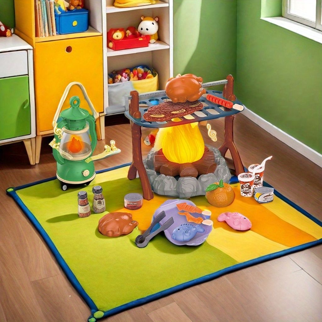 Kids Outdoor Grill Set - Camping-Spielset für Kinder mit LED-Lichtern und