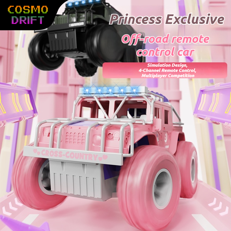 Kids Outdoor Dirt Toys - Übergroßes Rosa RC Offroad-Auto Wiederaufladbares Stoßfestes
