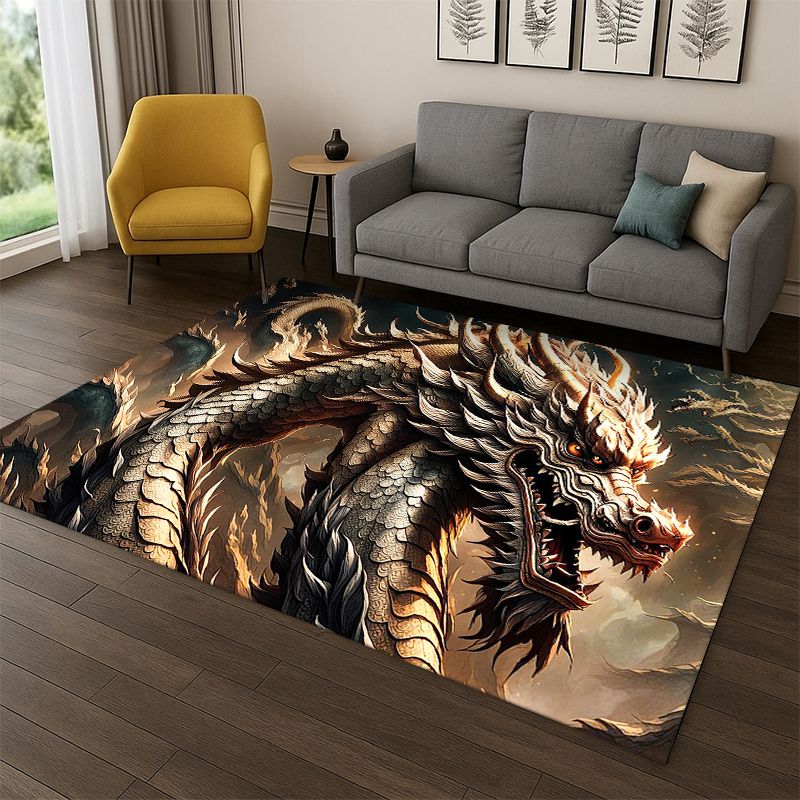 Kids Outdoor Flooring - Chinesischer Traumdrachen-Loong-Cartoon-Teppich für Schlafzimmer, Wohnzimmer, Sofa,