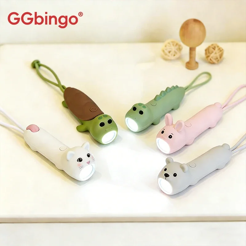 Kids Outdoor Movie Night - GGbingo USB-Aufladbare Kinder-LED-Taschenlampe Niedliches Bären-Hasen-Nachtlicht Tragbare