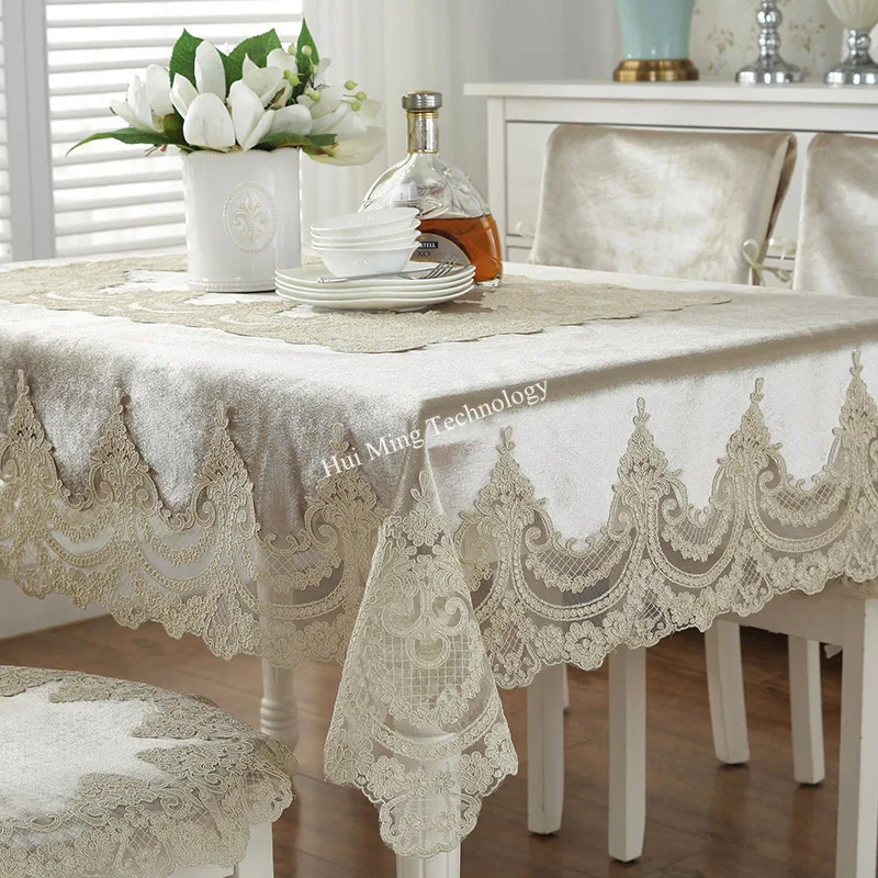 Kids Outdoor Dining Table - Tischdecke Weißgold Samt Rechteckige Tischdecke Luxus