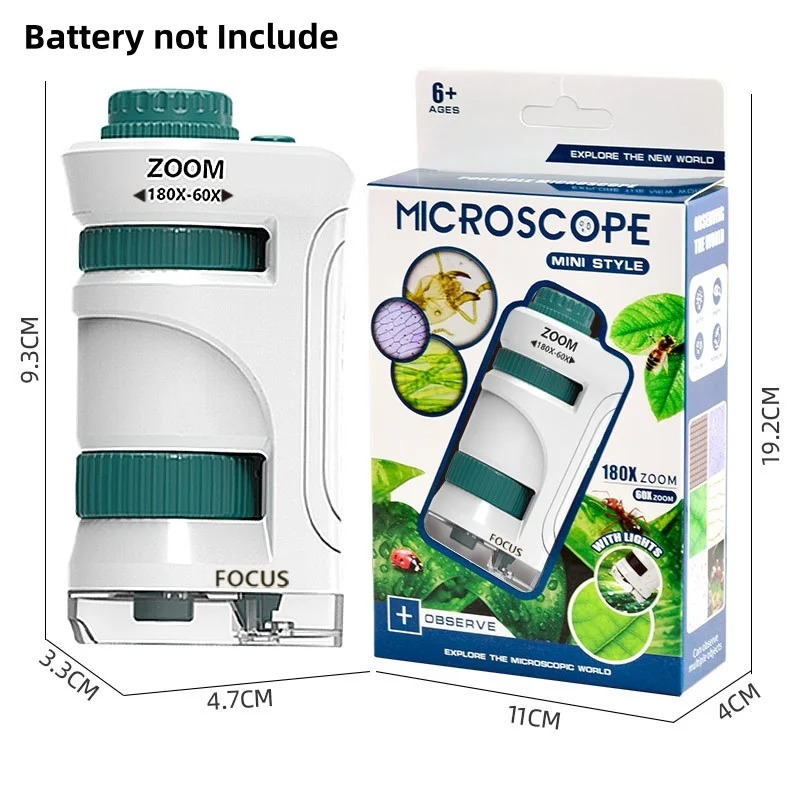 Kids Outdoor Microscope - Kinder-Wissenschafts-STEM-Lernspielzeug 60X-180X Handmikroskop-Set Biologisches Mikroskop mit