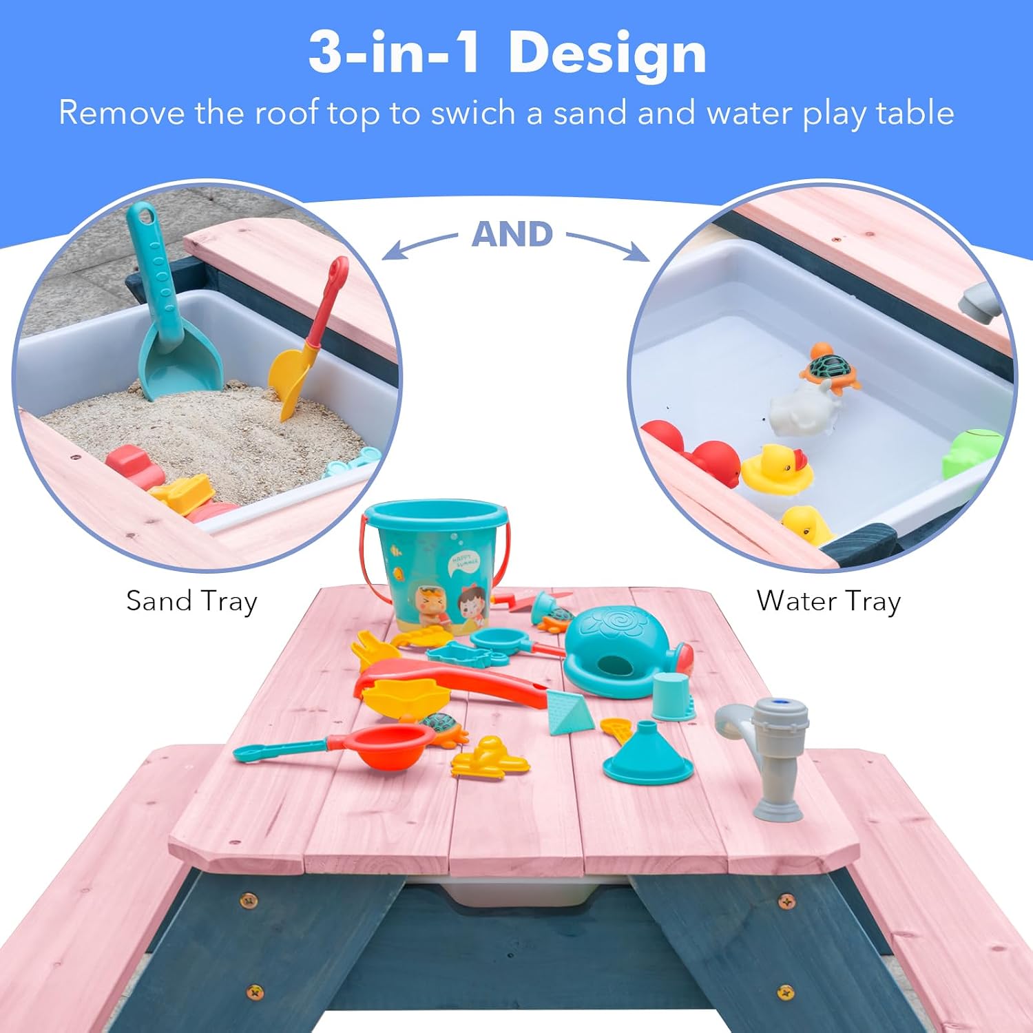 3-in-1 Sand- und Wassertisch f – Kids Outdoor Bench With Umbrella Bewertung und Preis