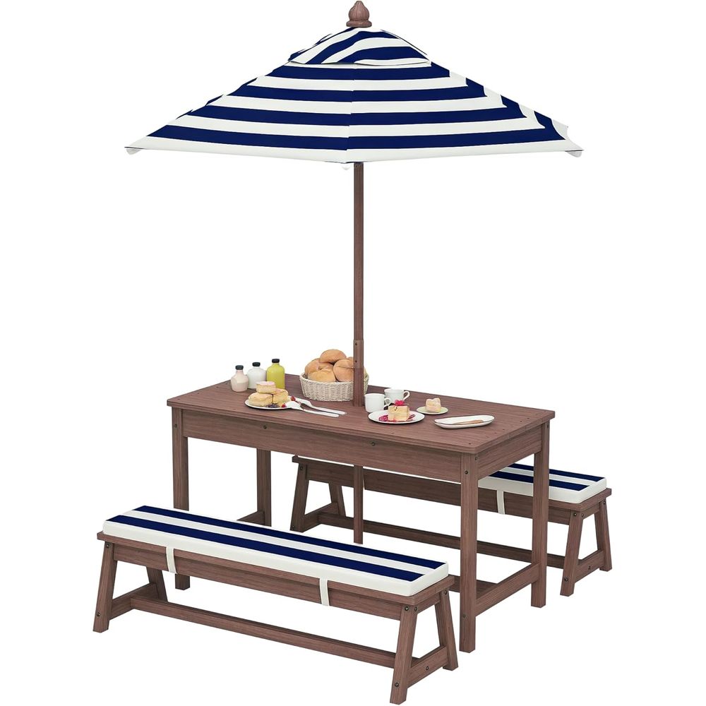 Qaba Kinder-Picknicktisch, Out – Kids Outdoor Bench With Umbrella Bewertung und Preis