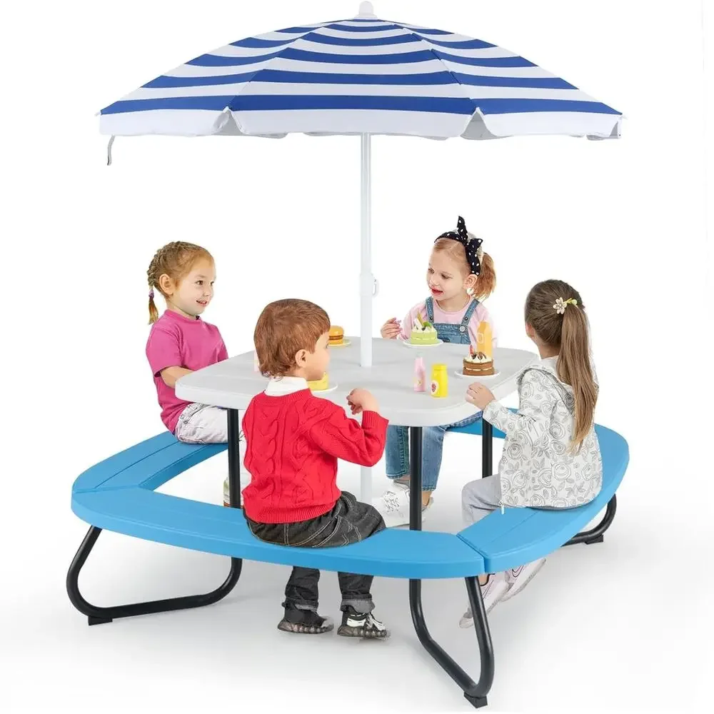 8-Personen Kinder-Picknicktisc – Kids Outdoor Bench With Umbrella Bewertung und Preis