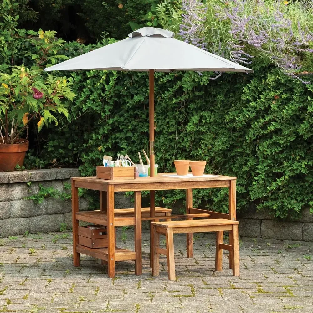 Kinder-Outdoor-Aktivitätstisch – Kids Outdoor Bench With Umbrella Bewertung und Preis