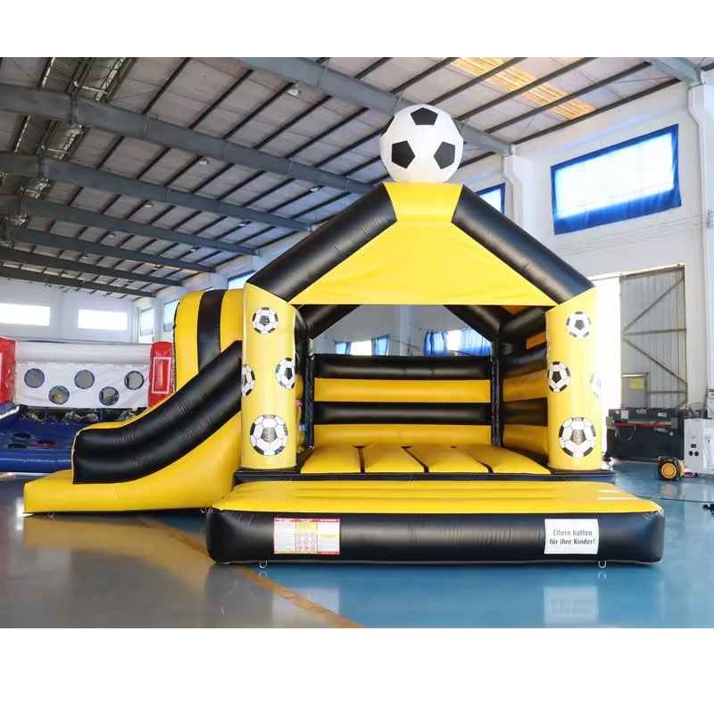 Schwarz-Gelbes Fußball-Themen- – Kids Outdoor Jump House Bewertung und Preis