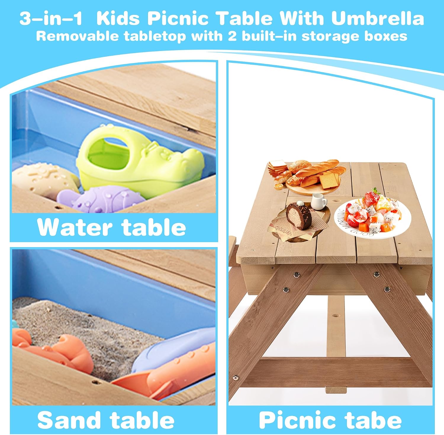 Outdoor-Kombi-Picknicktisch fü – Kids Outdoor Bench With Umbrella Bewertung und Preis