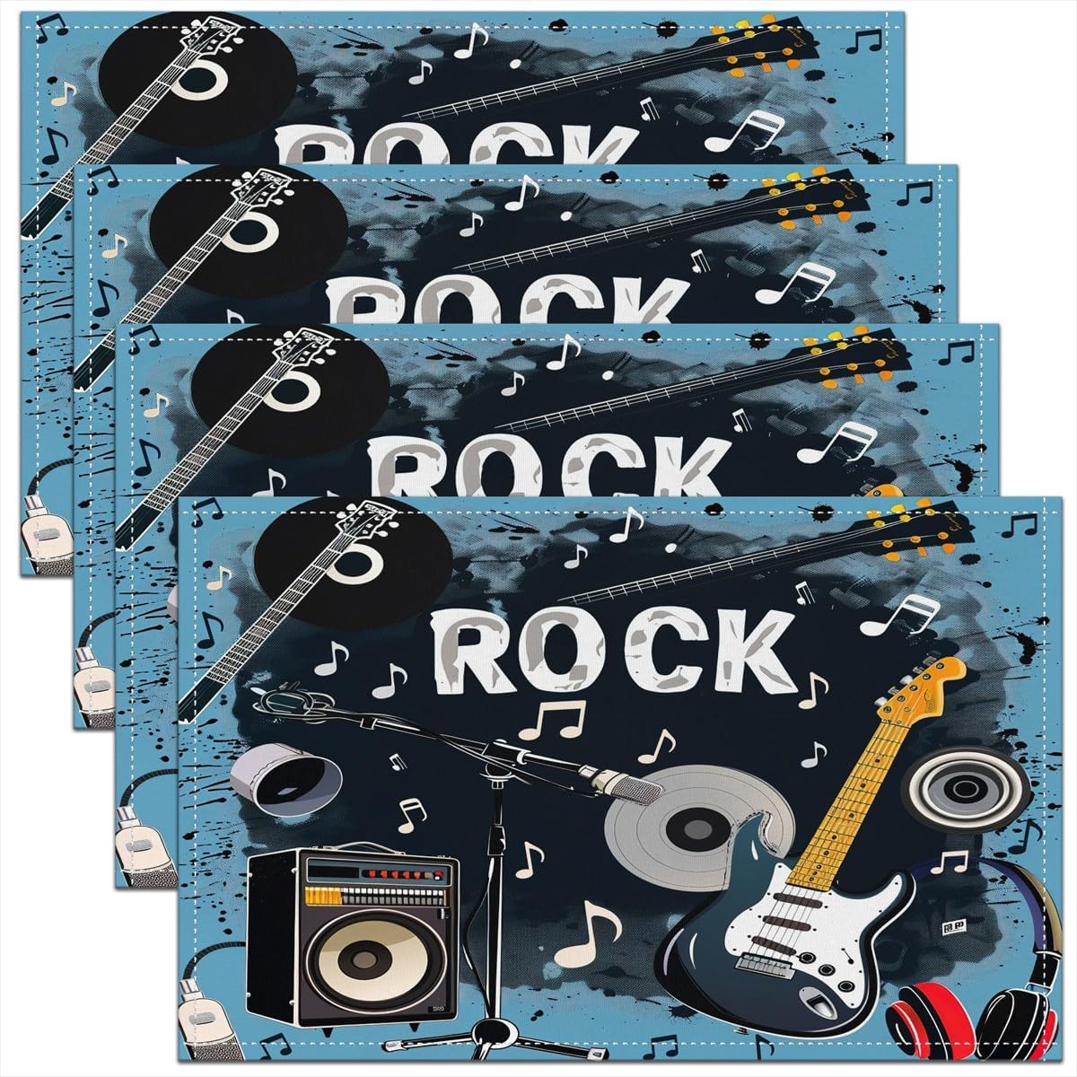 Rockmusik-Tischsets, 4er-Set,  – Kids Outdoor Dining Table Bewertung und Preis