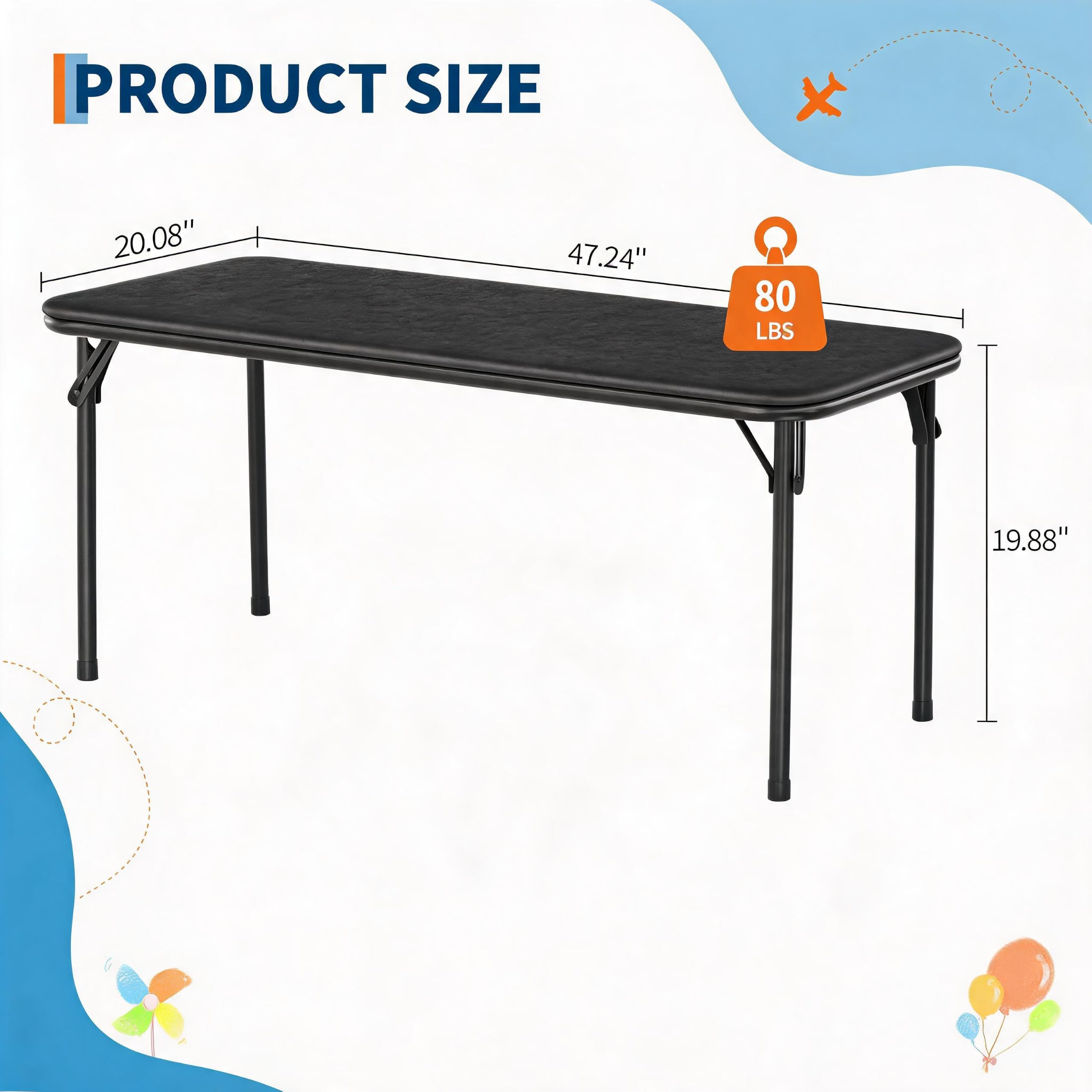 47-Zoll Rechteckiger Klapptisc – Kids Outdoor Activity Table Bewertung und Preis
