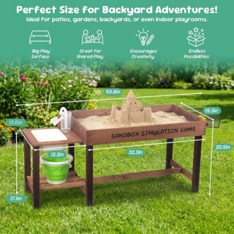 Outdoor-Sandtisch aus Holz für – Kids Outdoor Activity Table Bewertung und Preis