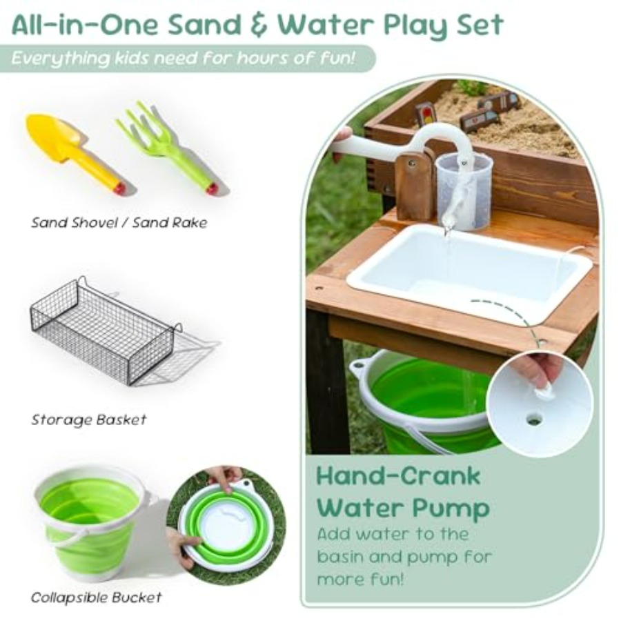 Outdoor-Sandtisch aus Holz für – Kids Outdoor Activity Table Bewertung und Preis