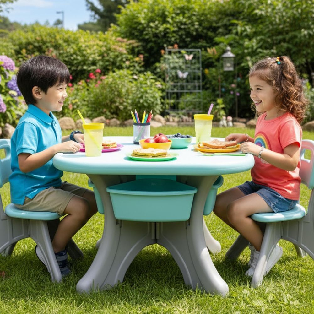 Kindertisch und -stühle, 3-tei – Kids Outdoor Activity Table Bewertung und Preis